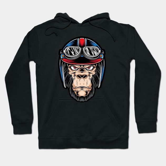 Monkey Biker Head Hoodie by DDP Design Studio